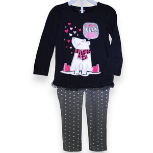 Bear Hug Sparkly 2pc Outfit Sz 3T, Shirt and Pants Set